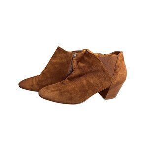 Aquatalia Womens Western Cowgirl Brown Suede Ankle Boots 8.5 Made In Italy